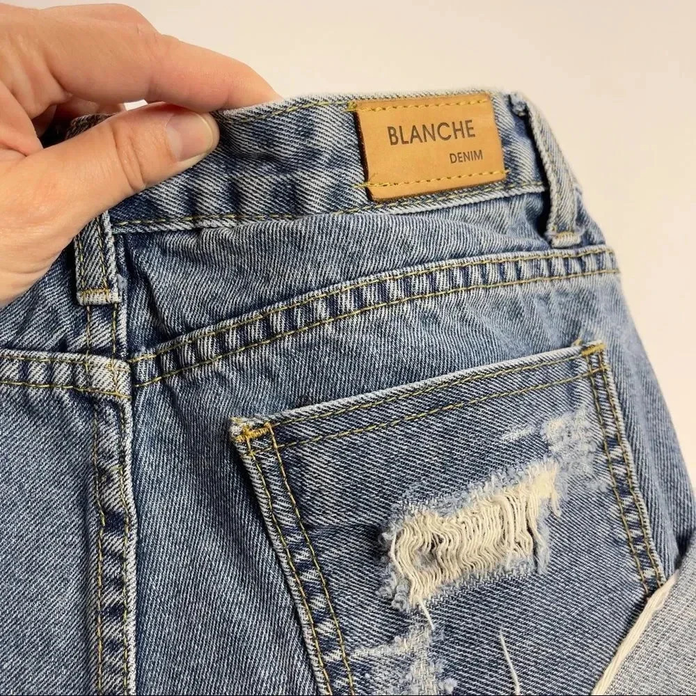 Blanche Denim Distressed Shorts - Picture 3 of 12